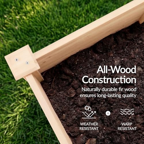 Image of Best Choice Products 72x24x30in Raised Garden Bed, Elevated Wood Planter Box Stand for Backyard, Patio, Balcony w /Divider Panel, 6 Legs, 300lb Capacity - Natural