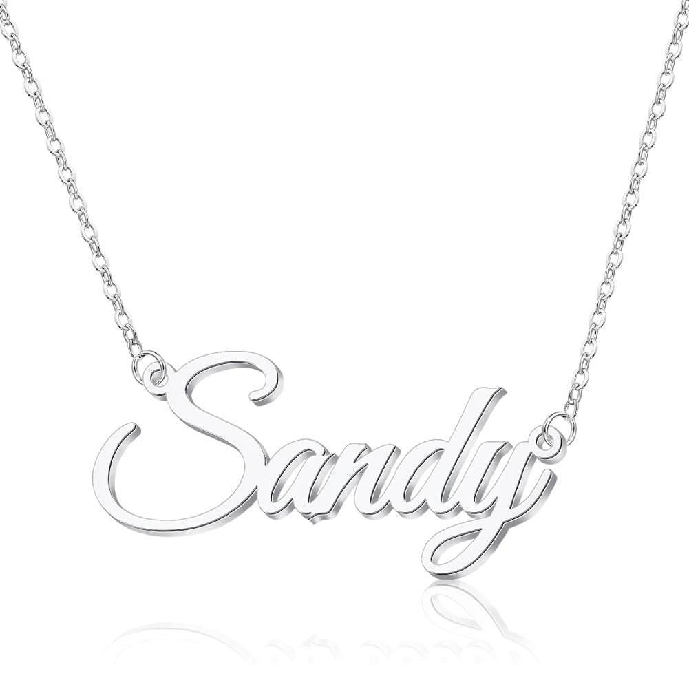 ICELIETESterling Silver Name Necklace Personalized, Custom Name Necklace for Christmas Birthday Gifts Customized 925 Sterling Silver Necklaces for Women Girlfriend