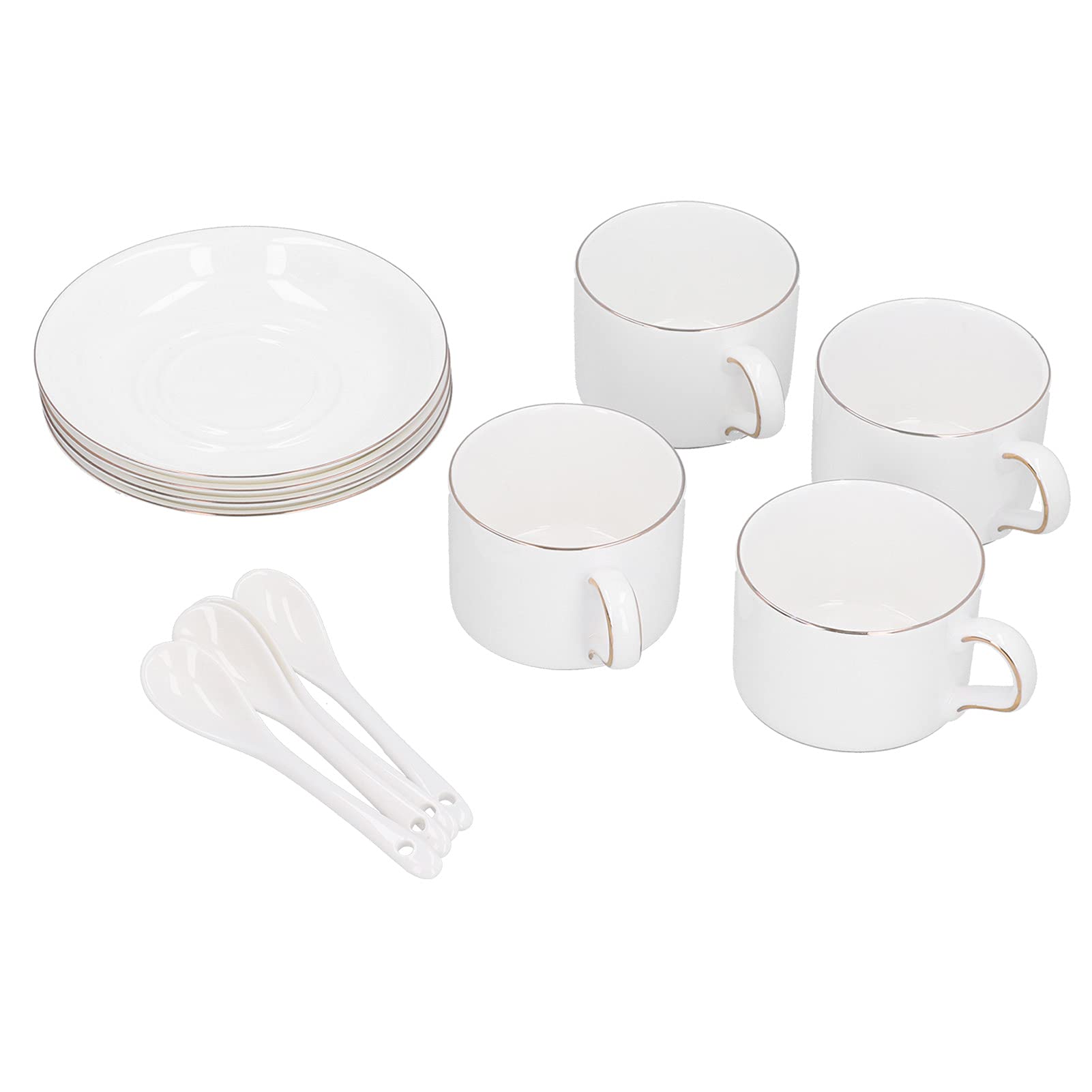 Set da 4 Tazze da caffè con Piattino e Cucchiaio, Eleganti Bicchieri per gli Appassionati di tè e caffè
