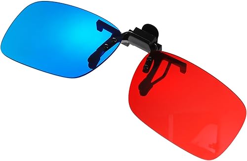 Artibetter Anaglifo 3D con clip rojo y azul para películas, TV, juegos, ajuste universal, lentes de sol ligeros de 022 onzas, no necesita marco,
