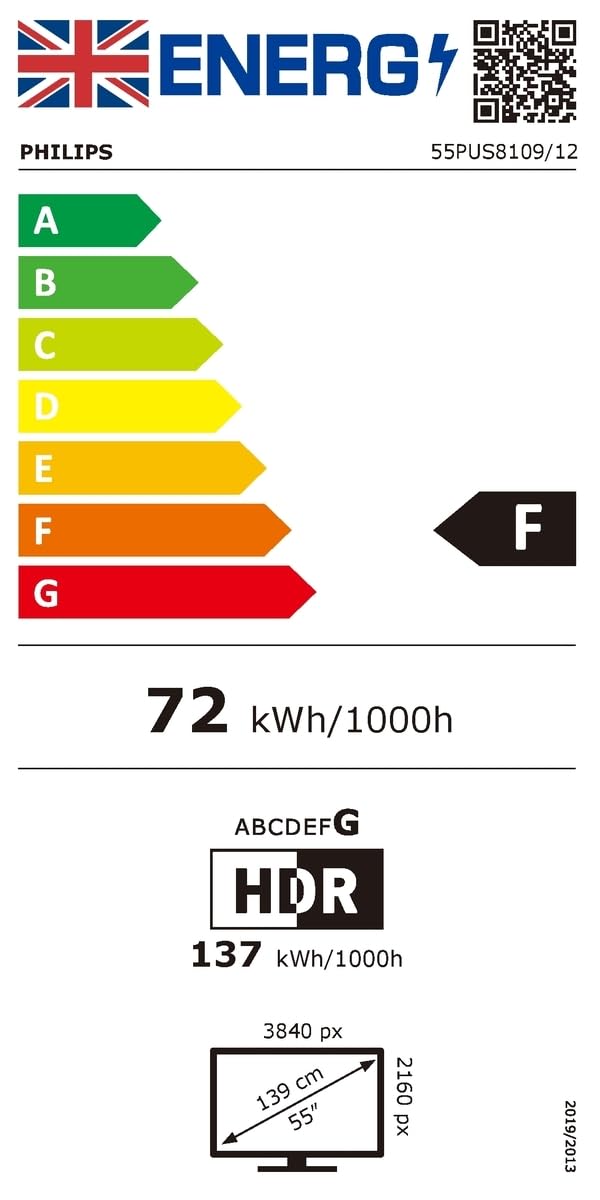 Philips Ambilight 55PUS8500 4K LED Smart TV - Écran 55 Pouces Avec Plateforme Pixel Precise Ultra HD, Titan OS Et Son Dolby Atmos, Compatible Alexa Et Assistant Vocal Google