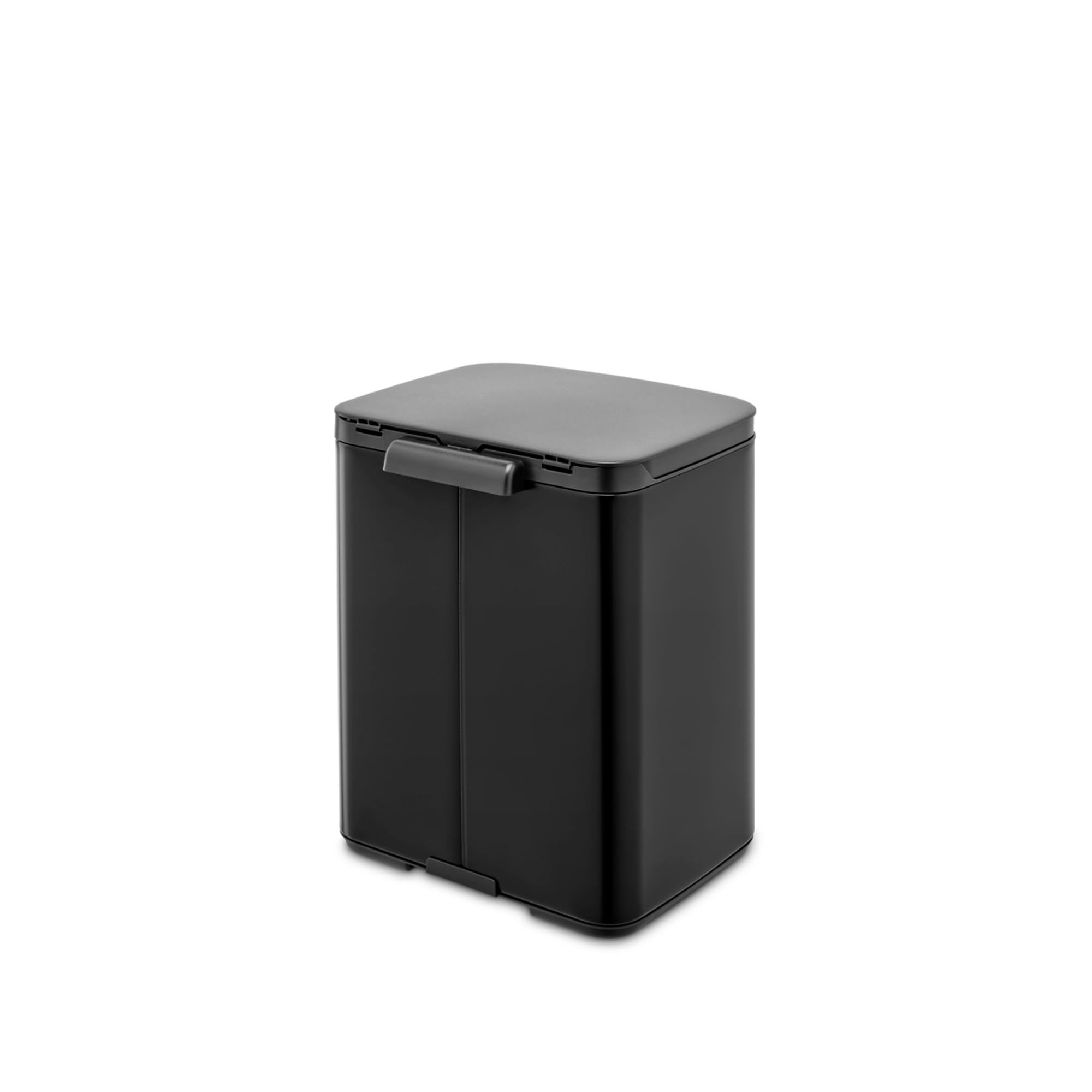 Brabantia Pattumiera Bo 7L - Piccolo ed elegante - Apertura e chiusura soft - Igienico e poco ingombrante - appendibile a parete - Per bagno, toilette, camera da letto - Matt Black