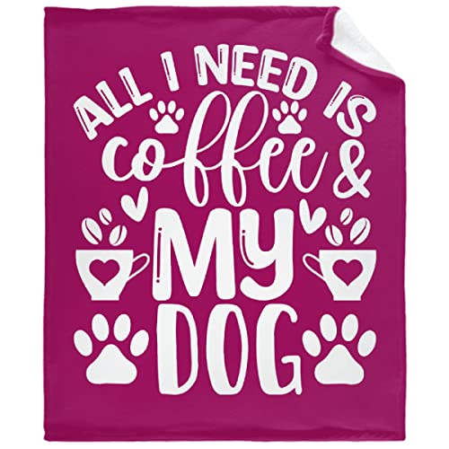 All I Need is Coffee & My Dog Blanket Gifts Super Soft Lightweight Flannel Blankets Throw for Kids, Adult, Suitable for Couch, Sofa, Bed, Camping, Travel All Seasons 90