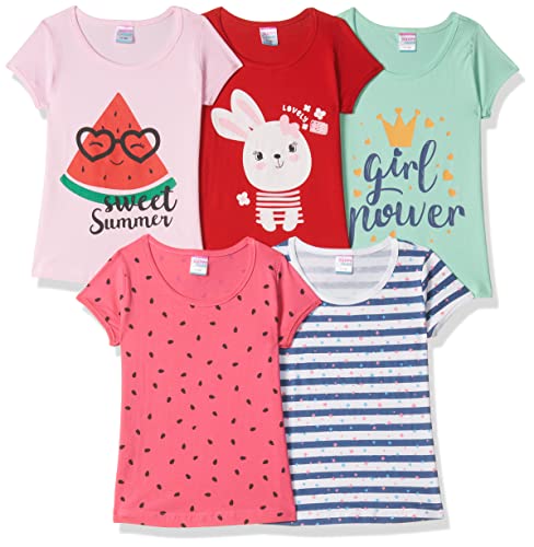 Image of MOMS LOVE Baby Girl's T-Shirt (HFC110126XXGTST Multicolor 4 06-12MNTH Multicolored 06-12 Month)