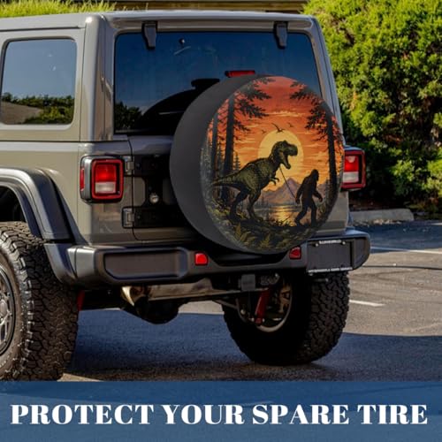 Image of Bigfoot Dinosaur Spare Tire Cover Wheel Covers Protectors Waterproof Dust-Proof Universal Fit Trailer, RV, SUV and Many Vehicle 17 Inch,C-02