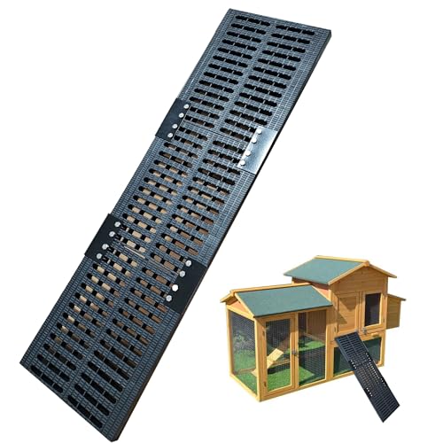 Chicken Coop Ramp for Hens Non-Slip Heavy-Duty Chicken Ladder with Cleats Waterproof Chicken Ramp for Chicken Coop Easy Climb Duck Ramps for Outdoor Henhouse (Narrow-Black)
