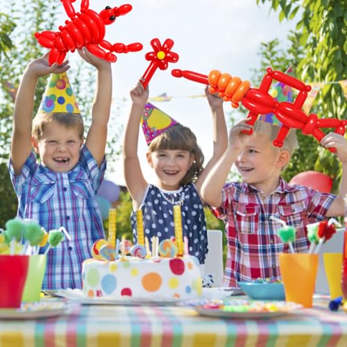 Image of LXZFCRG 260 Balloons Red Long Balloon for Balloon Animals, Thickening Long Skinny Latex Twisting Ballons for Halloween Party Suppies Birthday Wedding (Red)