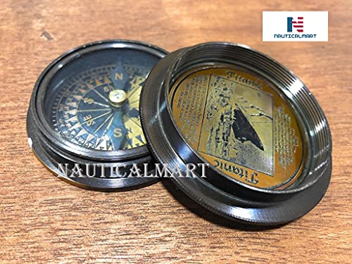 Brújula Náutica NauticalMart de Latón con Acabado Antiguo, Vintage, Tamaño Compacto 3.15x3.15 in miniatura 6