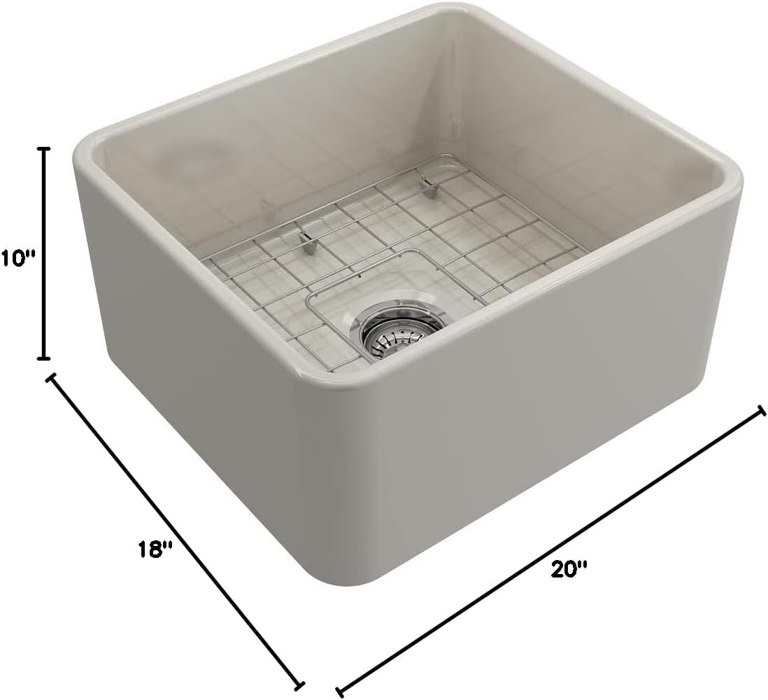 20'' White Fireclay Farmhouse Apron Kitchen Sink