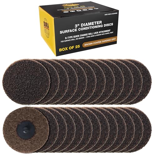 Dura-Gold DUR 3QCA-COARSE 3 Inch Diameter Surface Conditioning Discs Brown Coarse Sanding Grit (Box Of 25) - R-Type Quick Change Roll Lock Connection cover