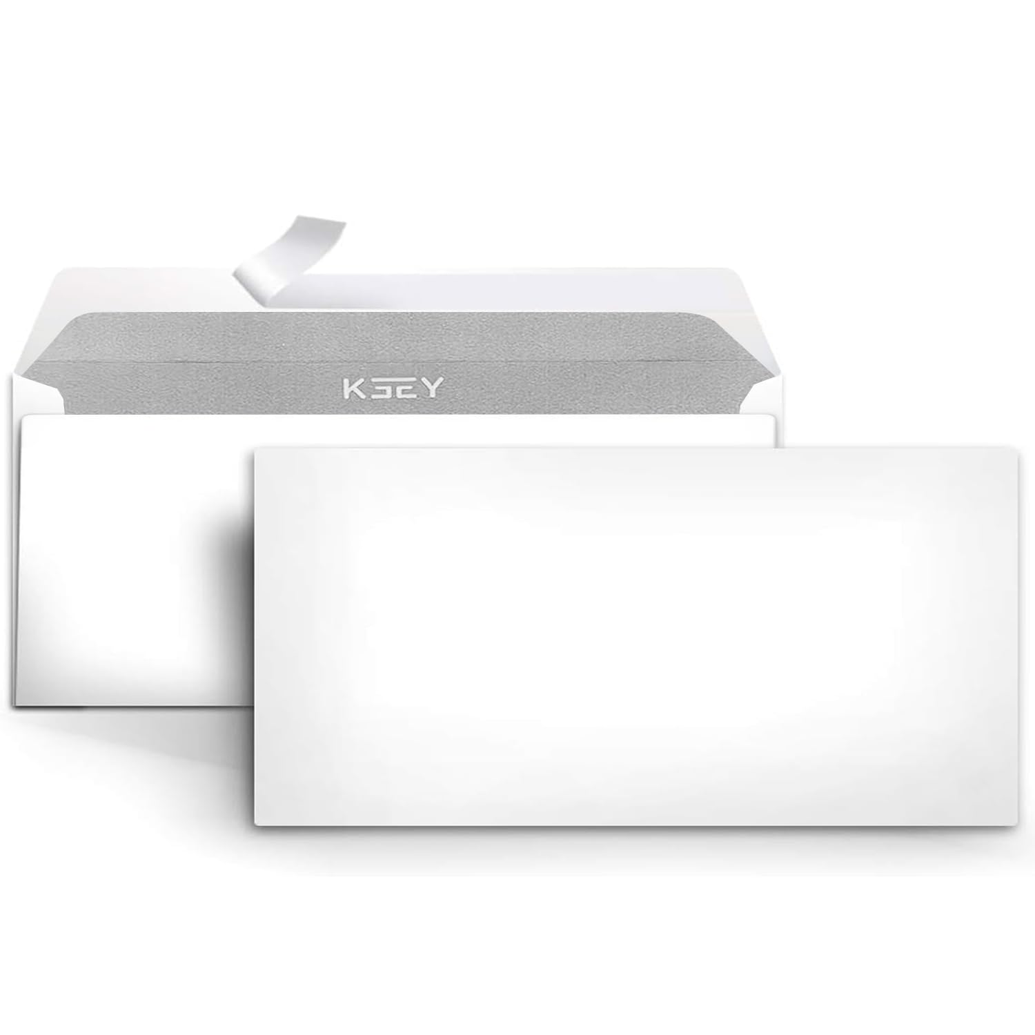 100 Briefumschläge ohne Fenster DIN Lang, 110mm x 220mm, 80g/m² Papier, weiße Briefumschläge mit grauem Innendruck für Sichtschutz, haftklebend mit abziehbarem Streifen…