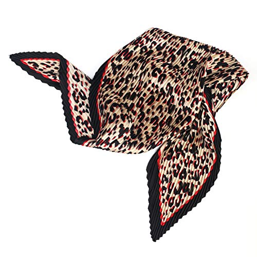 Fashion Pleated Pattern Diamond Shape Lightweight Square Satin Hair Neck Scarves for Women2