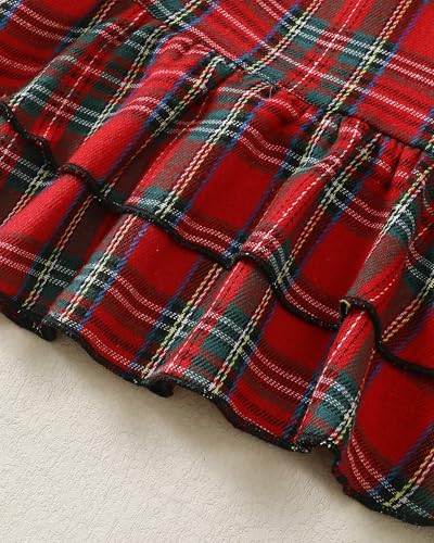 Image of 2T 3T Girl Clothes Fall Winter 2T 3T Girls Outfits 2-3 Year Old Girl Gifts Red Green Plaid Ripped Denim Jeans Adorable Toddler Clothes for Girls 2T-3T