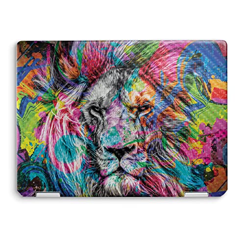 Image of MightySkins Carbon Fiber Skin Compatible with HP Spectre x360 14 inch (2022) Full Wrap Kit - Neon Lion | Protective, Durable Textured Carbon Fiber Finish | Easy to Apply | Made in The USA