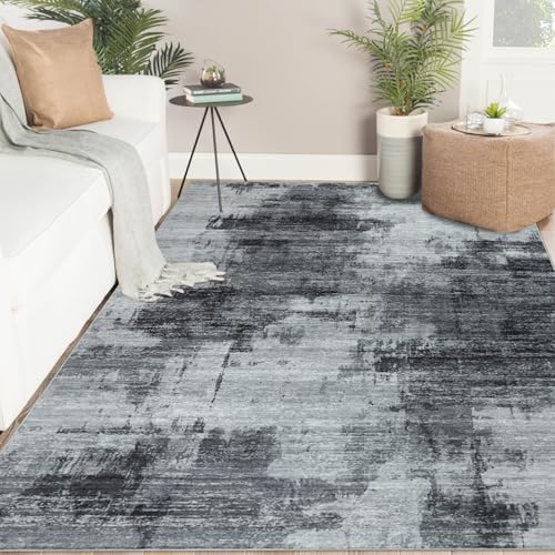 Famibay Tapis Salon 160x230 Grand Tapis Lavable en Machine Gris Foncé Doux Poil Ras AntidéRapant Moderne Tapis De Chambre Salle à Manger Decoration Salon