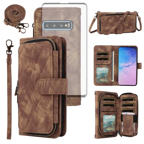 Housse Samsung S10 rabat avec fentes cartes et vitre de protection écran