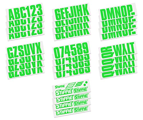 Image of STIFFIE Uniline Electric Green 3 inch Boat & PWC Registration Decals • Numbers Letters Stickers