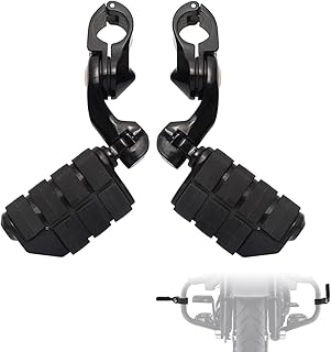1.25" Highway Footpegs,Short Angled Adjustable Highway Pegs w/Mounts for Harley Touring Street Glide Electra Glide Road King Softail CVO Dyna Trike VRSC Sportster w/1-1/4" Engine Guard,Black#2
