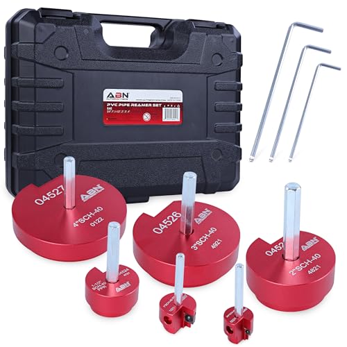 ABN 6pc Pipe Reamer Kit - PVC Pipe Deburring Tool Set for Plumbing - PVC Pipe Reamer, Pipe Cutting Tool, PVC Pipe Deburring Tool, Reamer Drill Set, Pipe Beveler