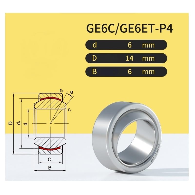 DINGGUANGHE Self-lubricating Radial Spherical Plain Bearings GE4C/GE5C/GE6C/GE8C/GE10C/GE12C/GE15C/GE17C/GE20C/GE25C Joint Bearing(GE6C/GE6ET)