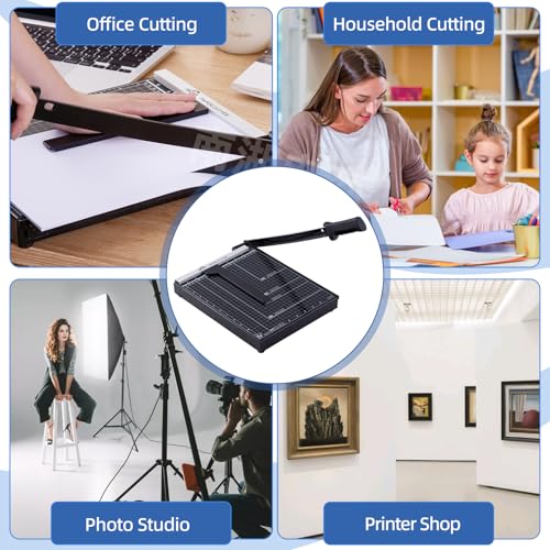 Image of ISDIR 12 inch Heavy Duty Metal Paper Cutter - 15 Sheet High Capacity Guillotine Trimmer with Blade Safety Lock & Magnetic Guide, Professional Craft Cutter for Cardstock, Photos, DIY & Office