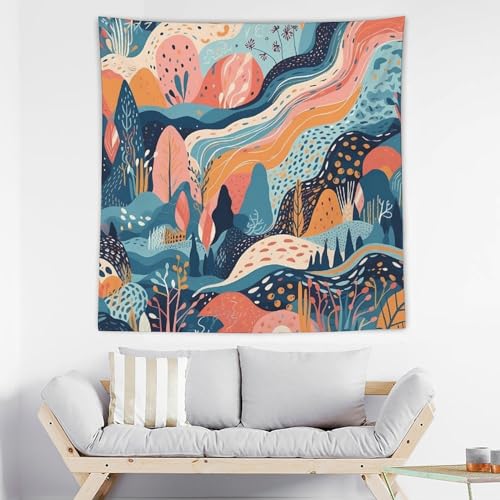 Tapisserie murale esthétique dessinée à la main BTCOWZRV pour chambre 152x100 cm