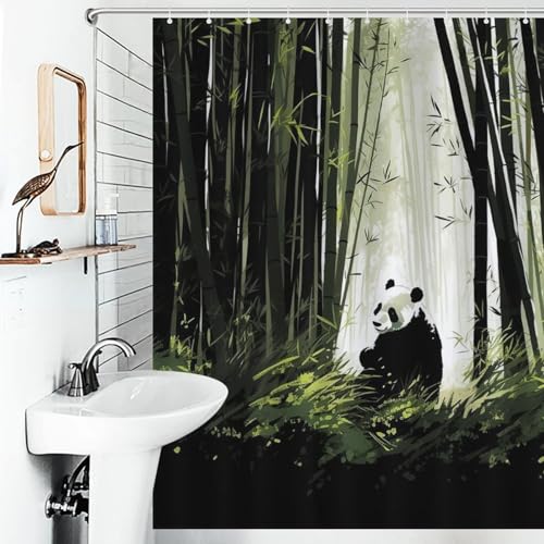 Rideau de douche en tissu polyester de qualité supérieure 168x183cm motif panda durable - 6