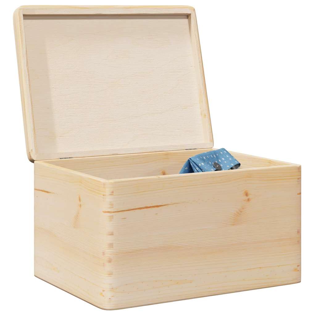 Holzkiste mit Deckel 40x30x23 cm Massivholz Kiefer Aufbewahrungsbox Allzweckkiste Holzbox Kiefer Natur