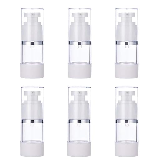 BENECREAT 6 Pack 15ml Botella de Presión de Vacío Contenedor de Bomba de Cosmético para Loción Crema Facial Crema de Manos