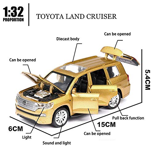 Image of 1:32 Scale Toyota Land Cruiser SUV Toy Car | Metal Pullback Diecast Car for Kids with Openable Doors, Sound, Light Effects Toy for Car Enthusiasts (Color As Per Available)