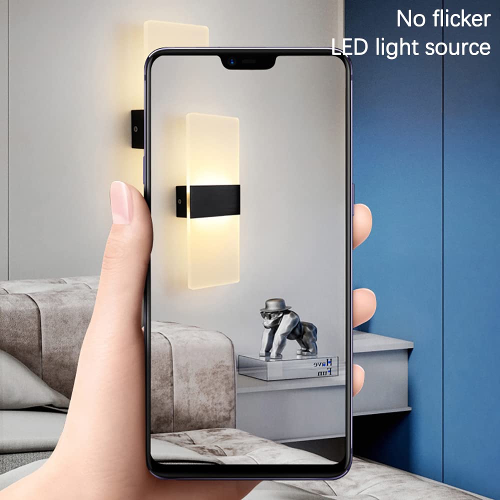 Akrylowy kinkiet ścienny LED, 12 W, ciepła biel, 3000 K, nowoczesne lampy ścienne do sypialni, korytarza, schodów, salonu