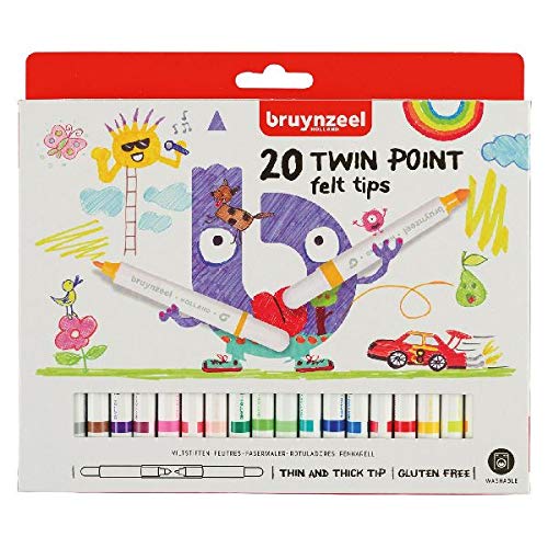 BruynzeelTwin Point Felt Tip Colour Pens 20-Piece Set