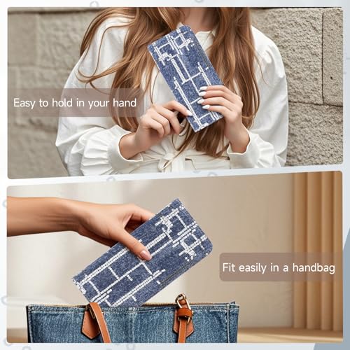 Ultra Slim Thin Denim Wallet Women RFID Blocking Credit Card Holder Bifold Long Ladies Billfold Wallet4