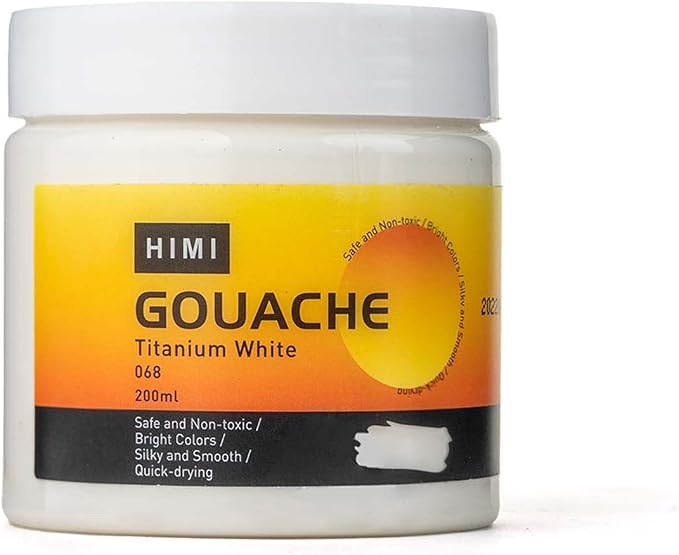 HIMI Gouache Refill Paints,White Color(200 ml Bottles), Non Toxic Paint for Canvas