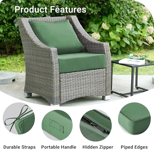 Image of IPYNBAP Outdoor Cushions for Patio Furniture,Outdoor Seat Cushion Set 24 x 24 x 4 Inch,Waterproof & Fade Resistant Outdoor Chair Cushions,Deep Patio Chair Cushion with Removable Cover,ForestGreen
