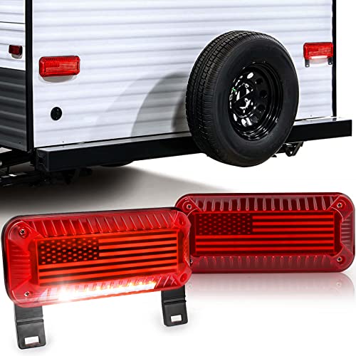 POVTOR RV Tail Lights 57 LED RV Camper Trailer Tail Lights With Running/Turn Signal/Brake/Stop License Plate Light Surface Mount RV Led Tail Lights