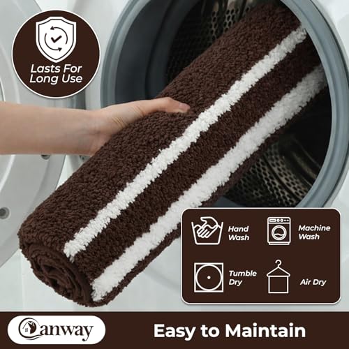 Image of CANWAY 1500 GSM |Pack of 2 | 60x40 cm| Microfiber Anti-Skid Bathroom Door Mat | Ultra Soft Plush & Super Absorbent | Quick-Dry, Washable Floor Rug for Bathroom & Door |Coffee