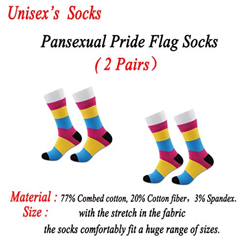 JXGZSO 2 Pairs Pansexual Pride Flag Socks Pansexual Gift Pansexuality LGBTQ Pansexual Socks2