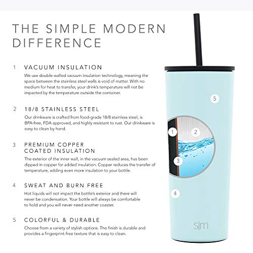 Simple Modern Insulated Tumbler Cup with Straw Lid and Flip Lid | Reusable Stainless Steel Water Bottle for Cold Brew… - Imagen 7
