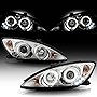 ACANII - For 2002-2006 Toyota Camry LED Dual Halo Chrome Housing Projector Headlights Headlamps, Driver & Passenger Side