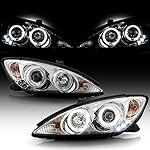 ACANII - For 2002-2006 Toyota Camry LED Dual Halo Chrome Housing Projector Headlights Headlamps, Driver & Passenger Side