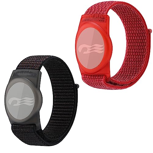 Orisell 2 Packs Princess Cruise Medallion Holder,Compatible For Princess Cruise Medallion,Breathable Hook&Loop Nylon Sport Style (Black-Red)