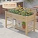 GHWIE Raised Garden Bed with Shelf,Elevated Wooden Planter Box with Legs,Garden Planter for Backyard, Patio, Balcony,200lb Capacity - Natural