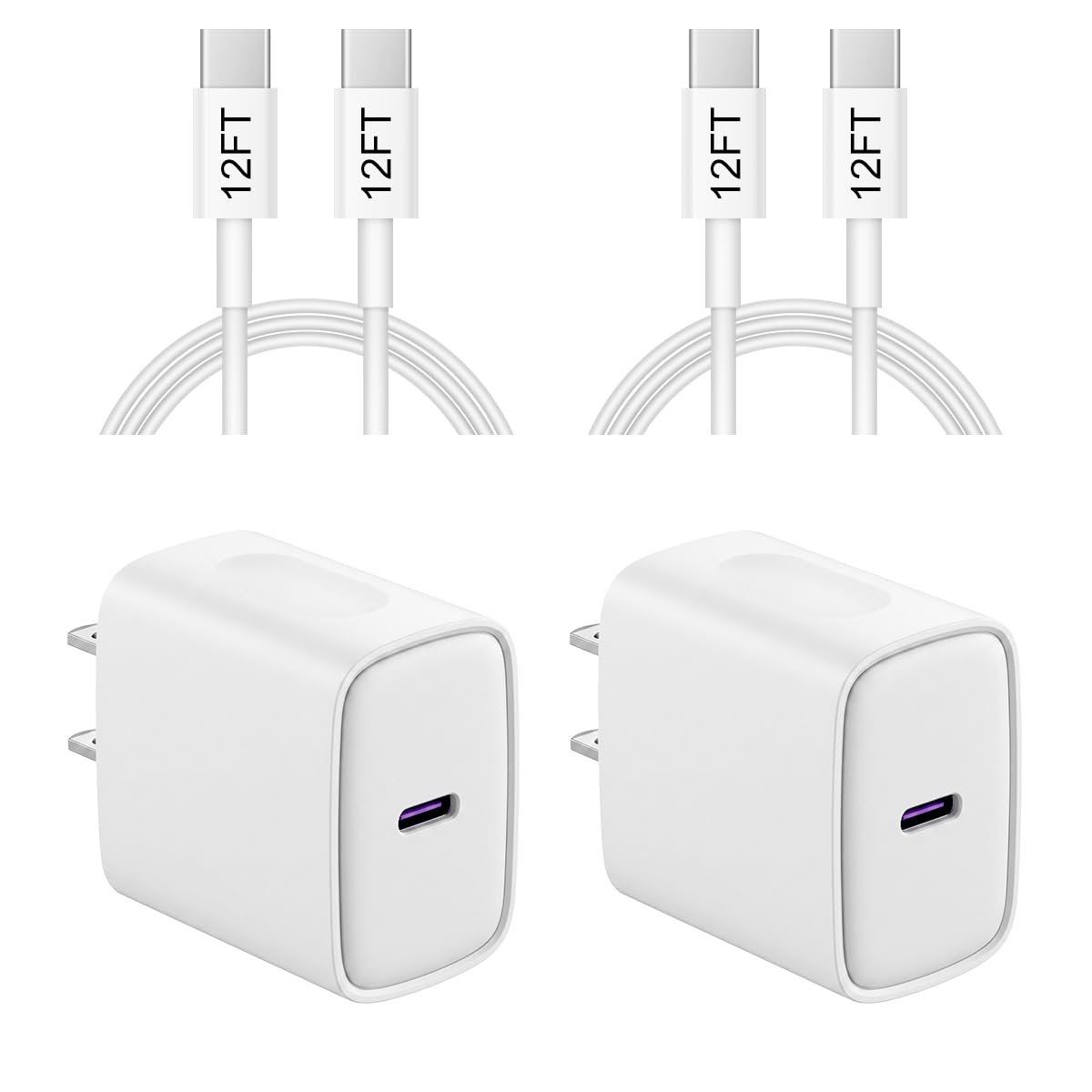 iPhone 17 16 15 Charger Fast Charging 12FT - 20W USB C Charger Block