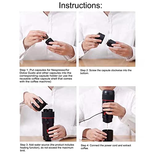 Tihebeyan Kaffeemaschine, Tragbare Dual -Verwendung -Kaffeemaschine, USB -Zigarette Leichter für Outdoor -Reise, Kapselmaschine – Bild 8