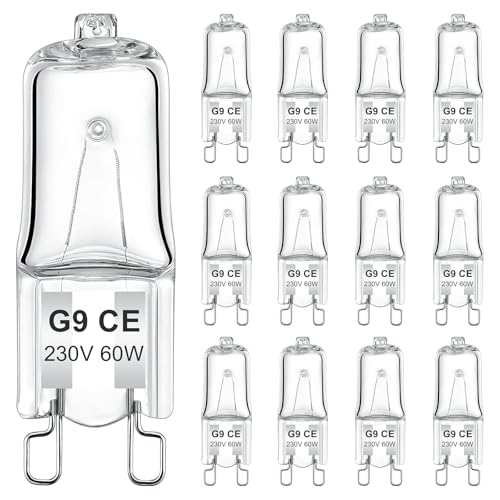 AUZOSL G9 Halogen Bulbs - 60W Bright Energy Efficient Replacement (Pack of 12) - Long-Lasting Lighting Solution