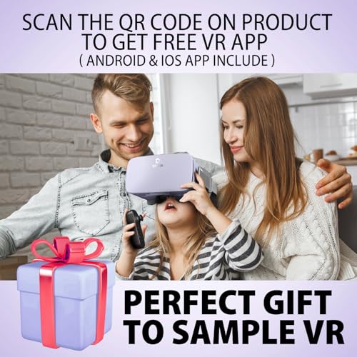 Image of DESTEK V5 VR Headset for Phone w /VR Gamepad, 128 Premium VR apps Included, Anti-Blue Eyes Protected HD Lenses, 110 FOV Virtual Reality Headsets for iPhone, Android Phone - Light Red
