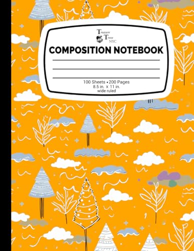 Scenic Evergreen Tree Orange Composition Notebook