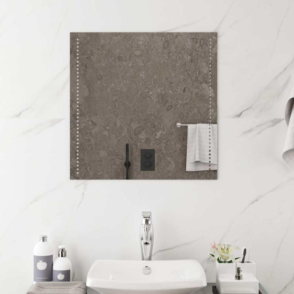 Miroir de Salle de Bain à LED 60x60 cm en Verre IP65 avec éclairage USB, Installation Facile, idéal pour Maquillage, Rasage, décoration Salle Bain et reflet précis