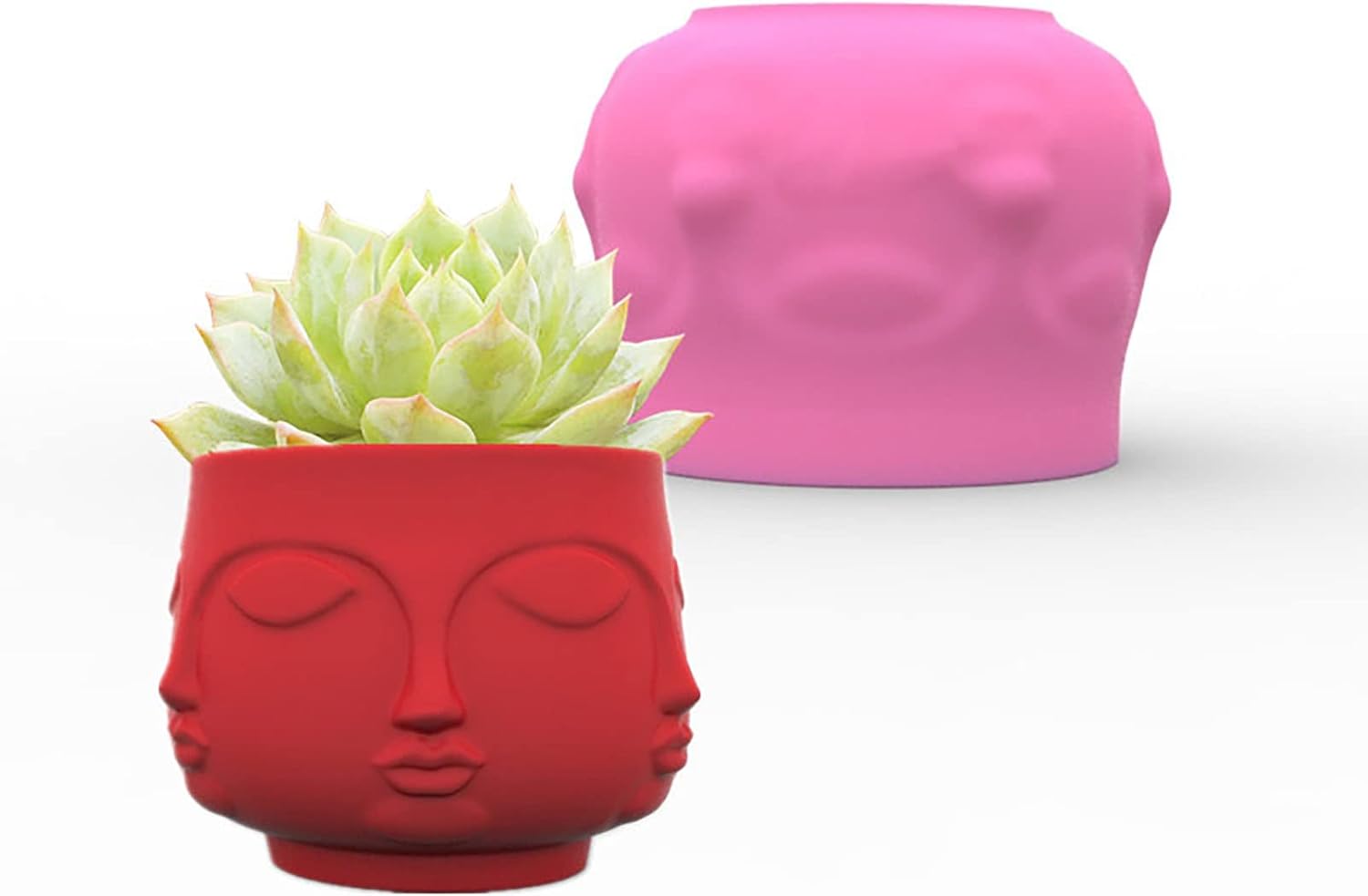Grainrain Lady Concrete Plant Mold Planter Silicone Mould Cylinder Resin Mold for DIY Crafts Succulent Flower Pots Jewelry Trinkets Candle Holder Organizer (C175)